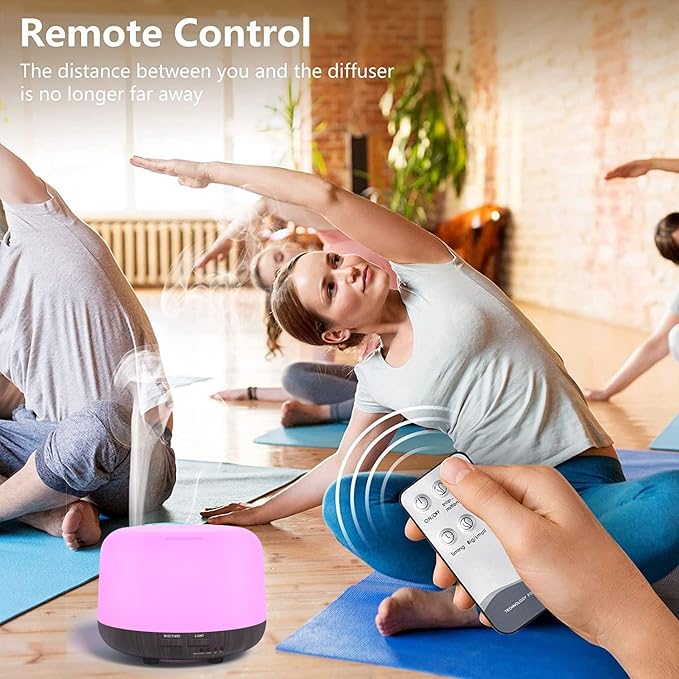 300ML Remote Control Air Diffusers for Essential Oil, Aroma Ultrasonic Scent Diffuser, Aromatherapy Humidfier Diffuser, 7 Color Changing LED Light, Auto-Off, Timer for Home, Room, Office, Kids-CubbioJoy