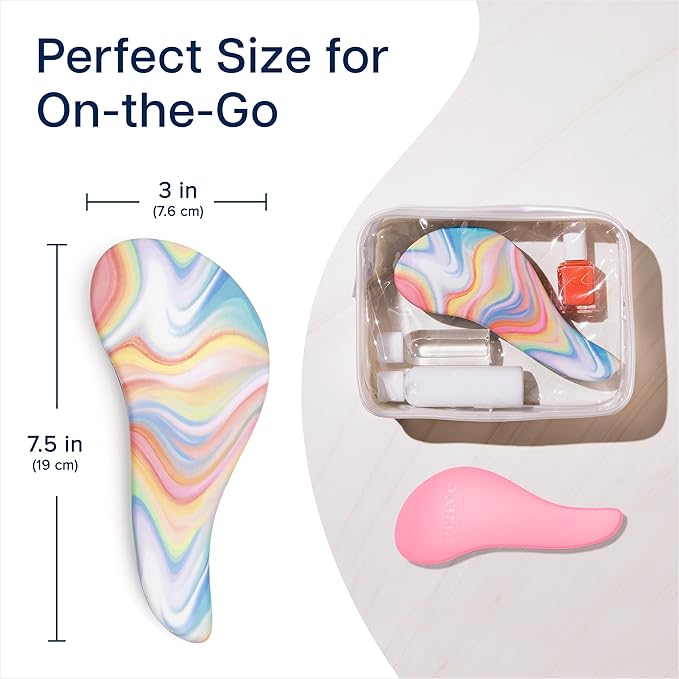 Crave Naturals Glide Thru Detangler Brush Pack of 2 - Curly Hair Brush for Women and Kids - Wet and Dry Comb for Adults - Soft Flexible Bristles for Gentle Use - Pink and Soft Hazy Swirl-CubbioJoy