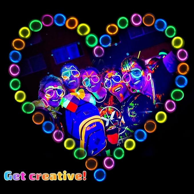 400 Pcs Glow Sticks Bulk Party Pack, 8'' Glow in the Dark Party Supplies, Glow in the Dark Light Up Sticks with Connectors, Party Favors for Birthday, Concert, Raves, Halloween, Christmas-CubbioJoy