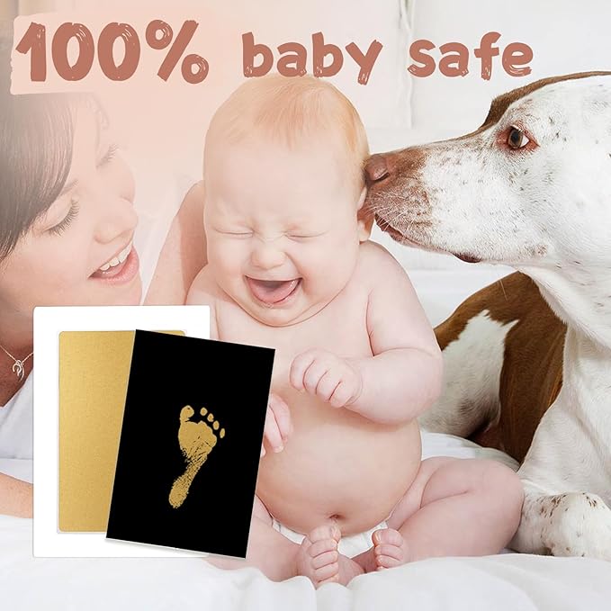 Inkless Baby Hand and Footprint Kit,Clean-Touch Ink Pad Kit,Safe No Mess Printing Infant Hand Foot Stamp,4 Pack Newborn Inkless Print Pads Best Keepsake or Gifts for Family-CubbioJoy