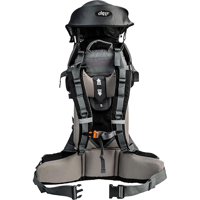 ClevrPlus Canyonero Camping Baby Backpack Hiking Kid Toddler Child Carrier with Stand and Sun Shade Visor, Black-CubbioJoy