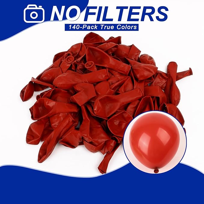 140pcs Ruby Red Round Balloons Different Sizes 18 12 10 5 Inch Latex Balloons for Arch Decoration Party Balloon Kit for Graduation Birthday Party Wedding Balloon Baby Shower Decoration-CubbioJoy