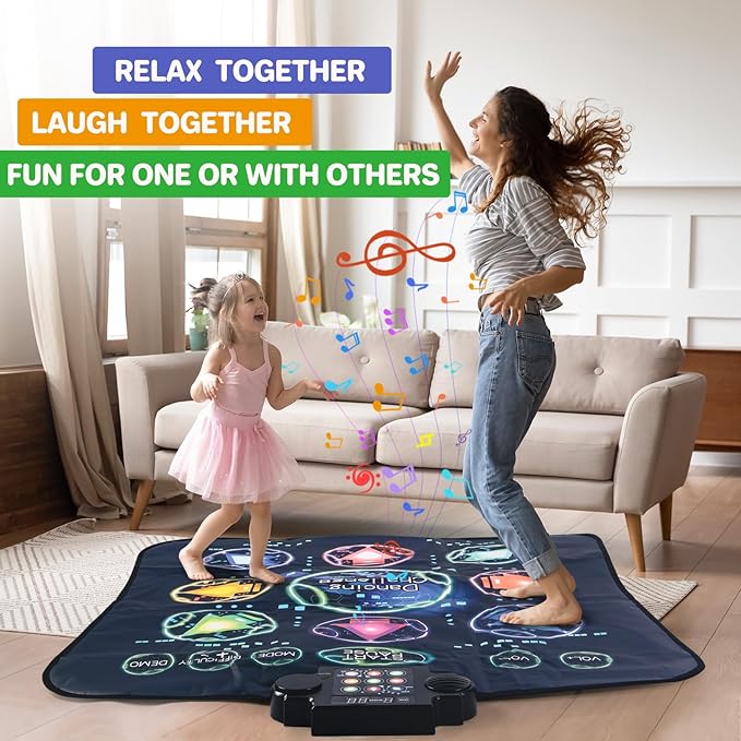 Dance Mat, Electronic Dance Mixer Rhythm Step PlayMat,Dance pad Game Toy for Girls Boys,Christmas/Festival/Birthday Gift for Kids, Built-in Music,24 Challenge Levels,Age 3-4 6 7 8 9 10 11 12+ Year Old-CubbioJoy