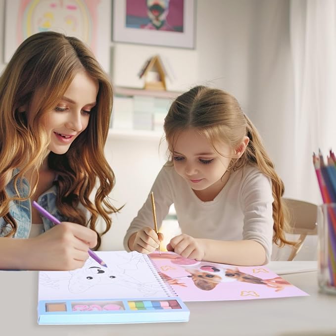 BSCOOL Dog in Style – Design Your Pet Fashion with 25 Coloring Pages, 3 Stamps, 50+ Stickers, Washi Tapes and Guides. Discover Unique Outfits for Dogs. Educational. Travel Friendly for Ages 5 and up.-CubbioJoy