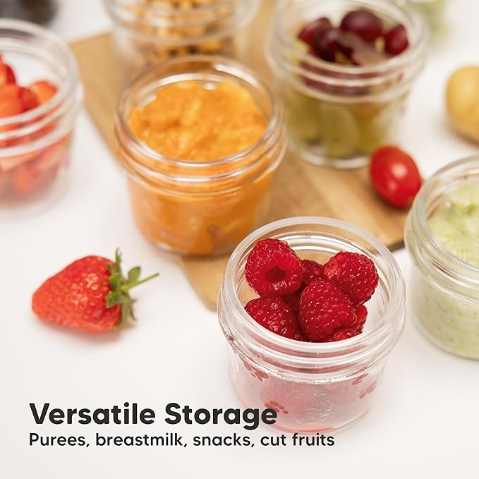 KeaBabies 12pk 4oz Glass Baby Food Containers with Lids - Leak-Proof, Microwavable Small Glass Jars, Baby Purees & Toddler Snack Storage Containers, BPA-Free, Dishwasher & Freezer Safe (Lilac)-CubbioJoy