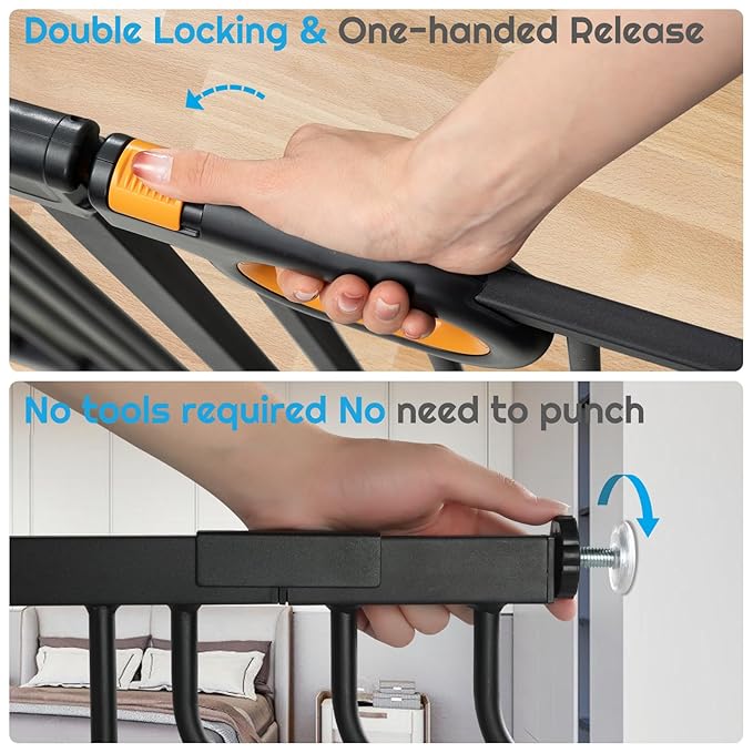 Baby Safety Gate for Stairs 29-33 Inch Wide, Safety House Gate for Baby Pet Gate with Door Pressure Mounting Gates for Kids Toddler Dogs Indoor Stairway Doorway Black (30.5'' Tall)-CubbioJoy