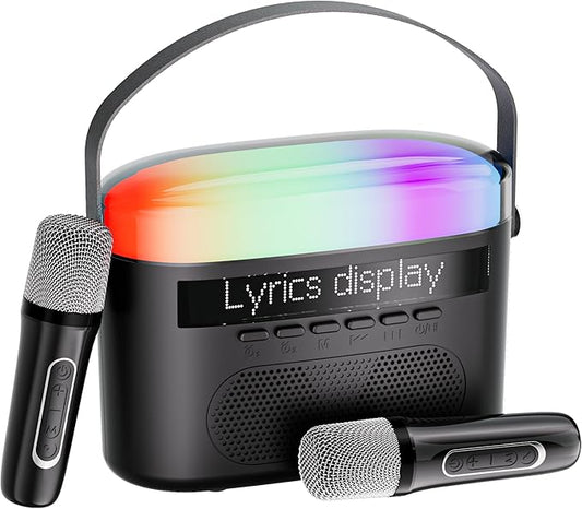 Karaoke Machine,Karaoke Machine with Lyrics Display,Portable Bluetooth 5.3 Karaoke Speaker with Upgraded Dual Speakers for Kids and Adults,with White Noise and Night Light Function (Black)-CubbioJoy