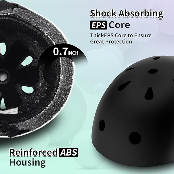 Adjustable Kids Bike Helmet with Knee & Elbow Pads Set, Color Gradient Design for Boys and Girls Aged 3-14+, for Skateboarding, Scooter, Roller & Inline Skating, Longboard-CubbioJoy