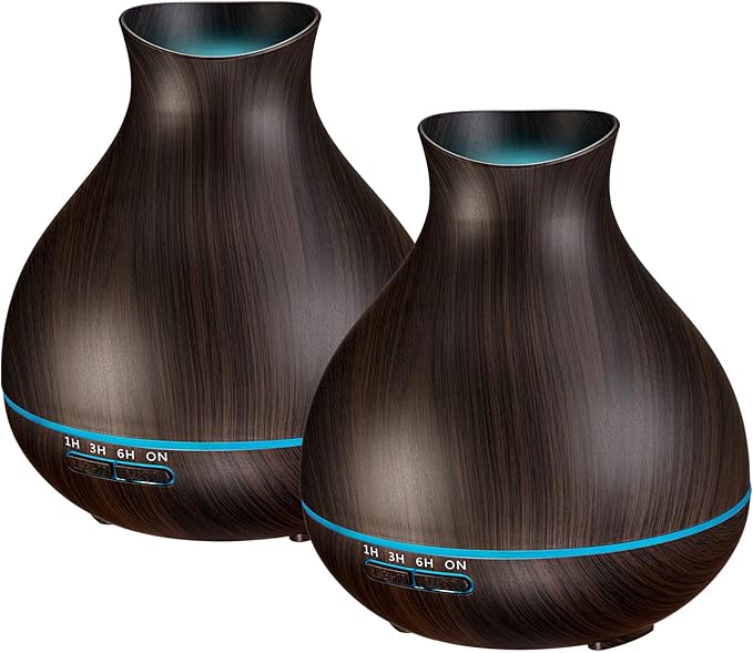 BZseed Aromatherapy Essential Oil Diffusers,2 PCS 550ml High Mist Output Humidifiers for Large Room, Home, Waterless Auto-Off, 7 Color LED Lights Cool Mist Humidifier Ultrasonic Diffusers-CubbioJoy