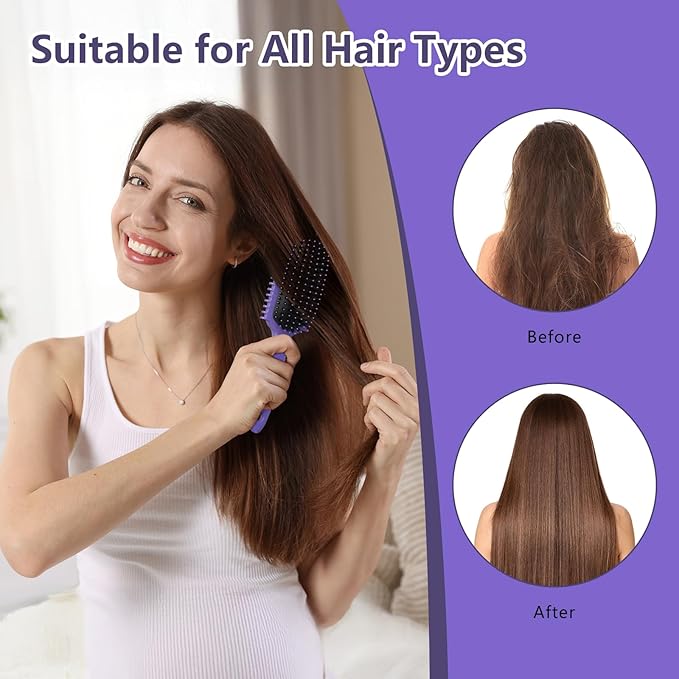 Curl Defining Brush, Curly Hair Brush, Slick Back Hair Brush, For Combing and Shaping Curls in All Hairstyles to Reduce Pulling (Purple)-CubbioJoy