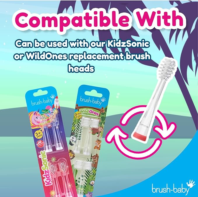 Brush‑Baby - KidzSonic Flamingo Kids Electric Toothbrush for Ages 3+ with Disco LED Lights, Gentle Sonic Vibrations, 2-Minute Smart Timer & 30‑Second Pulse Reminders – AAA Battery Included-CubbioJoy