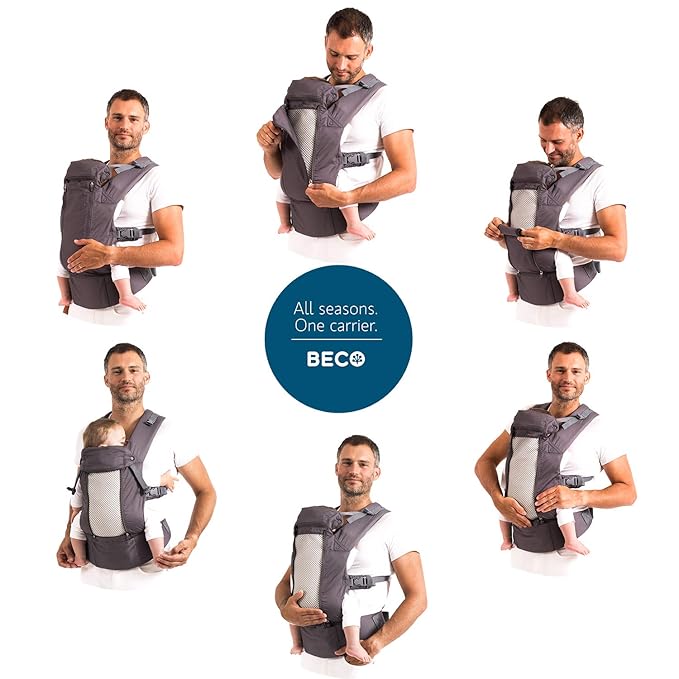 Beco Baby Carrier 8 Hybrid Newborn to Toddler Carrier (7–45 lbs) - All in 1 Breathable Mesh, Ergonomic Baby Backpack - Front & Hip Carrier with Adjustable Seat – Rust-CubbioJoy
