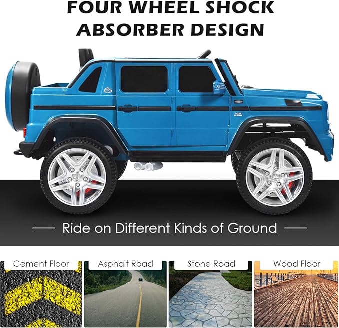 Costzon Ride on Car, Licensed Mercedes-Benz Maybach, 12V Battery Powered Vehicle Toy w/ 2 Motors, Remote Control, 3 Speeds, Lights, Horn, Music, Aux, Storage, Truck, Electric Car for Kids (Navy)-CubbioJoy