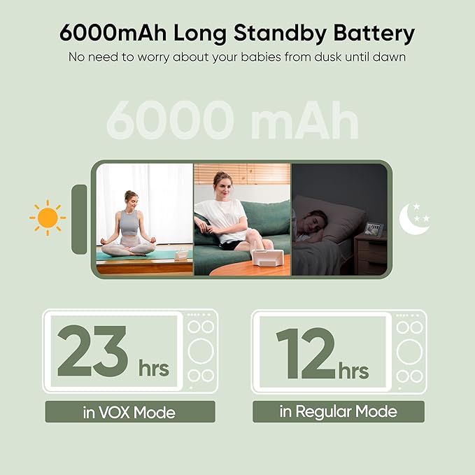 bonoch MegaView Baby Monitor with 2 Cameras, 7" 720P HD Split Screen Baby Monitor No WiFi, Video Monitor with Camera and Audio, 6000mAh, VOX Mode, 2 Way Audio, Remote PTZ, Night Vision-CubbioJoy