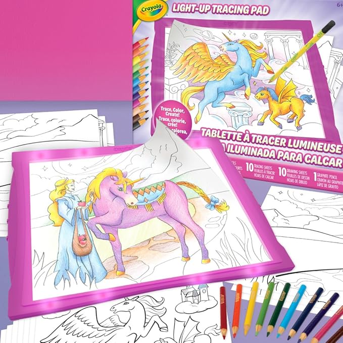 Crayola Light Up Tracing Pad - Pink, Writing & Drawing Art Kit for Kids, Kids Toys & Games, Tracing Light Box, Sketching Gifts for Girls & Boys, 6+ [Amazon Exclusive]-CubbioJoy