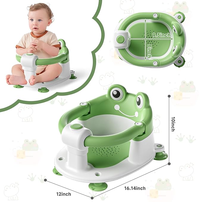 Baby Bath Seat for Babies 6 Months & up Non-Slip Toddler Bath Seats for Sitting Up Infant Bathtub Chair with Suction Cups and Soft Cushion for Baby Shower Tub Seat-CubbioJoy