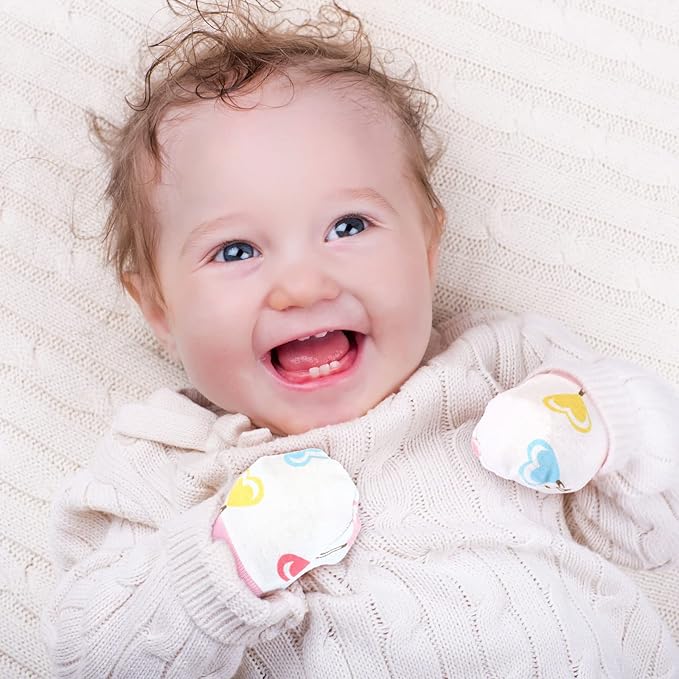 6 Pairs Newborn Baby Mittens No Scratch Gloves Infant Toddler Anti Scratch Essentials Unisex Cotton for 3-9 Months Girls Boys(Pink Series, Cute)-CubbioJoy