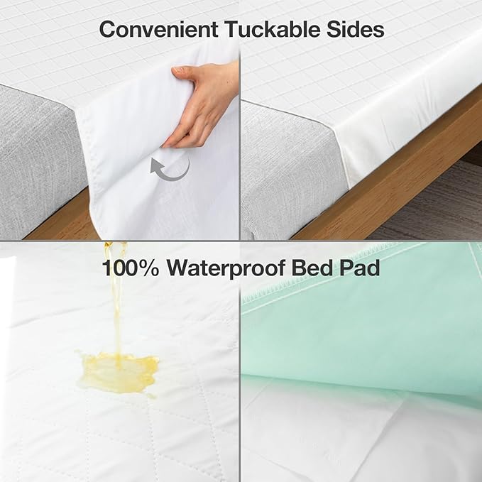 Bed Pads Washable Waterproof, Twin (38" x 36", Pack of 2) Incontinence Bed Pads & Pee Pads, Perfect for Kids, Adults and Elderly-CubbioJoy