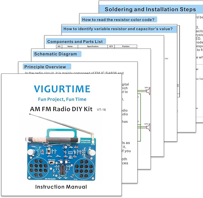 AM/FM Radio Kit | Soldering Project DIY Kit for Practicing Teaching Electronics | Stereo | Great STEM Project and Gift | Upgraded Version VT-16-CubbioJoy