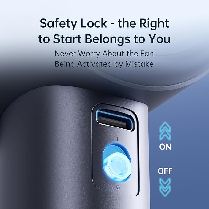 JISULIFE Portable Handheld Fan,Speed(1-100) Adjustable Turbo Mini and 3600mAh Battery Rechargeable Personal Fan,Digital Display,Gifts for Women Men Travel/Camping/Outdoor-Blue-CubbioJoy