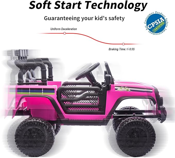 24V Kids Ride on Toy, Kids Electric Vehicles Car Ride on Car Truck for Toddlers with Remote Control, 2x200W Motor - Pink-CubbioJoy