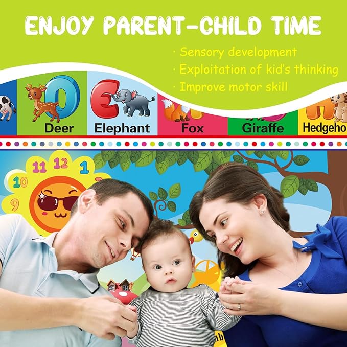 ABC Rug for Kids Room, ABC Mats for Floor Toddlers, Alphabet Play Mat Elementary Preschool Kid's Rugs wtih ABC, Numbers, Animals - (110X78.7 Inches)-CubbioJoy