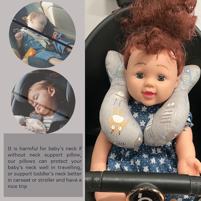 Baby Head Rest Pillow for Stroller Cartoon Neck Chin Support Pillows for Infants Toddler Neck Protection Cushion for Travelling, Monster-CubbioJoy
