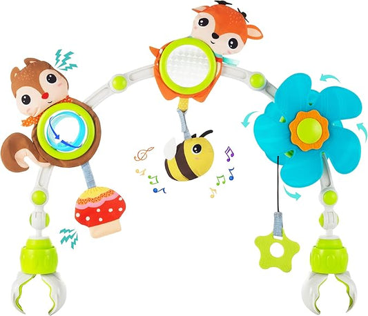 Adjustable Arch Bassinet Toys for Infant & Toddlers, Stroller Arch, Baby Crib Toys with Fascinating Hanging for Stimulating Baby’s Senses and Developing Motor Skills-CubbioJoy