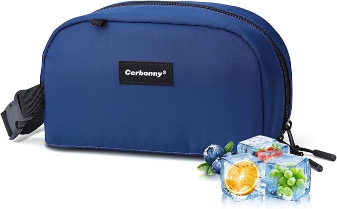 Cerbonny Reusable Lunch Bag, Freezable Insulated Cooler Bag, Leak-Proof, Portable, Navy Blue, 2.5L, 5x9x4 inches-CubbioJoy