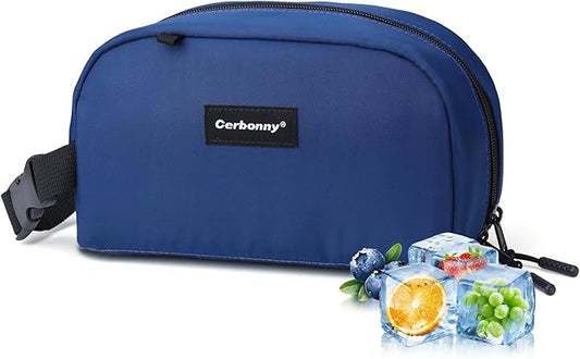 Cerbonny Reusable Lunch Bag, Freezable Insulated Cooler Bag, Leak-Proof, Portable, Navy Blue, 2.5L, 5x9x4 inches-CubbioJoy