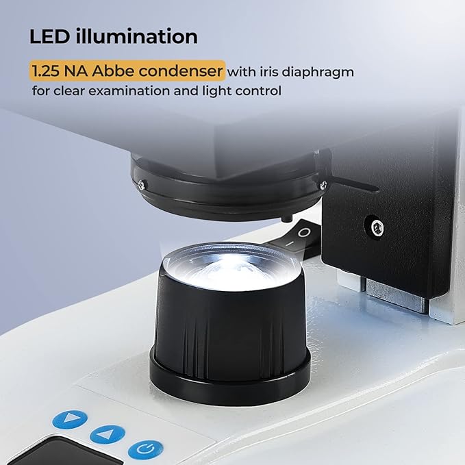 Constant Temperature Lab Monocular Compound Microscope 40X-2500X Magnification with 7" LCD Screen 5MP E-Eyepiece, Adjustable Thermostat Mechanical Stage for Husbandry, Pet Hospitals,Farms-CubbioJoy