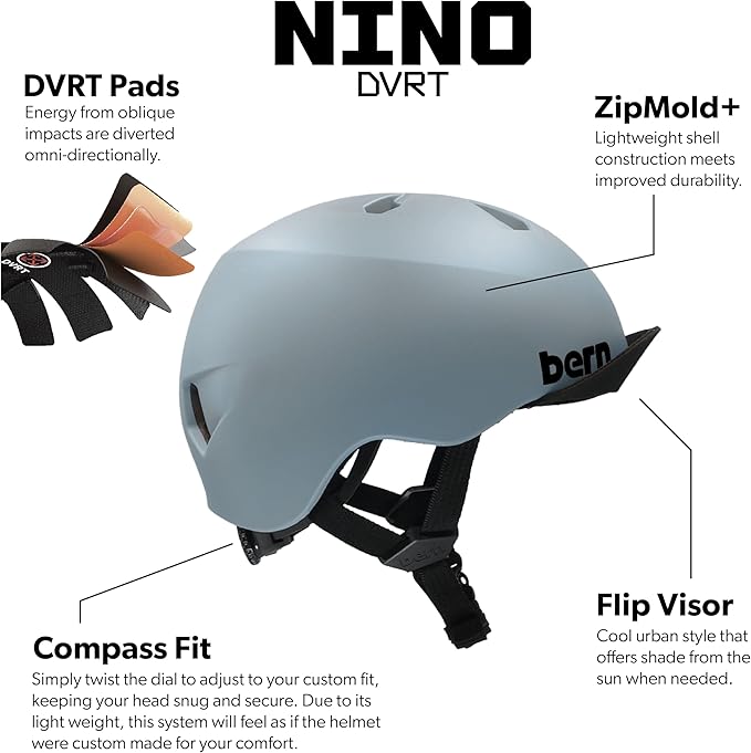 Bern Nino Bike Helmet for Kids, Ages 3-12, Flip Visor, Adjustable fit, Lightweight, CPSC Safety Certified-CubbioJoy