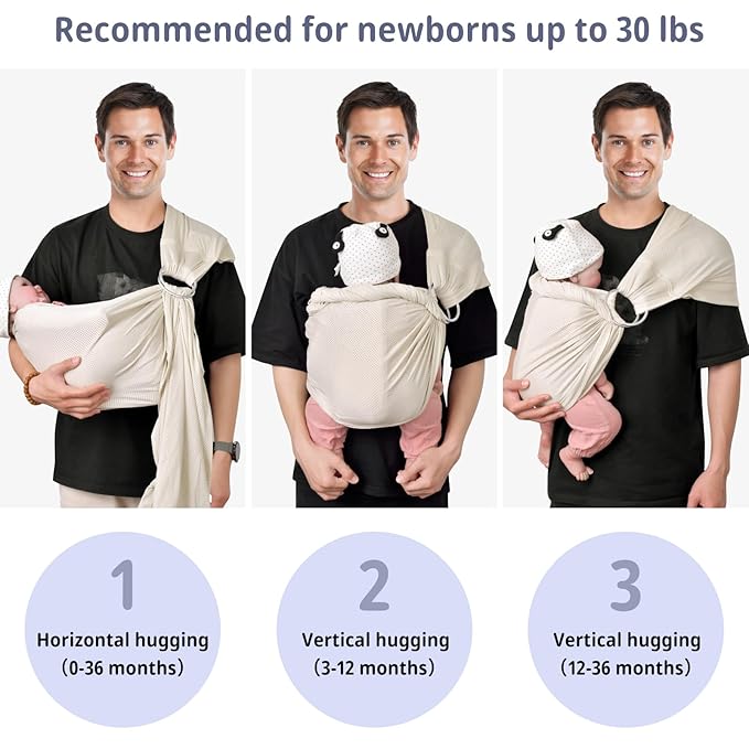 CUBY Water Baby Sling Carrier Lightweight Breathable Mesh Baby Ring Slings, Adjustable Quick-Drying Ring Sling Baby Carrier for Newborn Kids Toddlers Summer Swimming Pool Beach (Apricot)-CubbioJoy