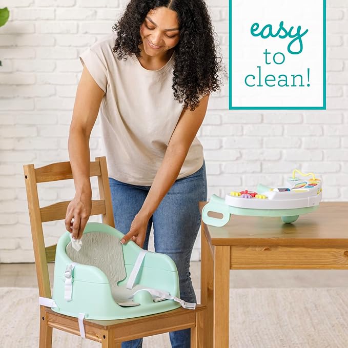 Infantino Music & Lights 3-in-1 Discovery Seat and Booster - Convertible Booster, Infant Activity Seat and Feeding Seat with Electronic Piano for Sensory Exploration, for Babies and Toddlers, Mint-CubbioJoy