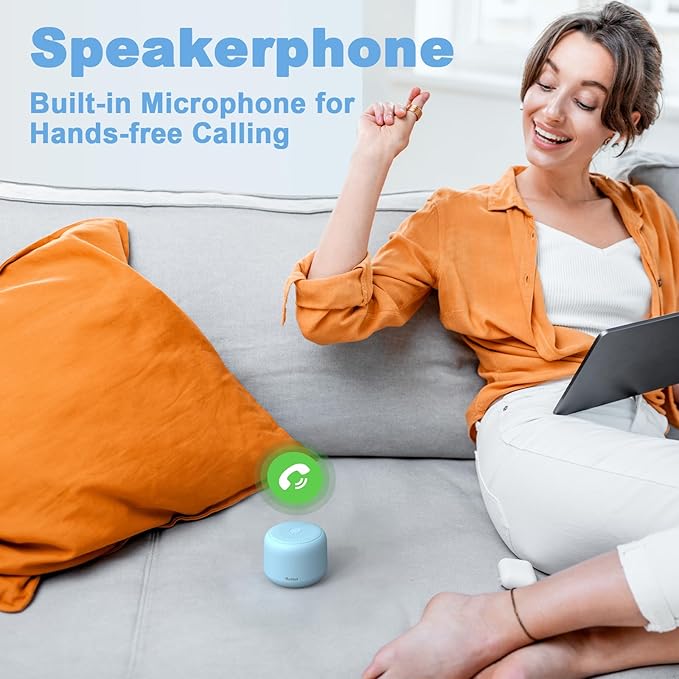 Bobtot Portable Bluetooth Speakers with Strap Easy to Carry, Wireless IPX5 Waterproof Mini Speaker with Loud Stereo Sound, 20 Hours Playtime, Rechargeable Battery, Built-in Microphone, Blue-CubbioJoy