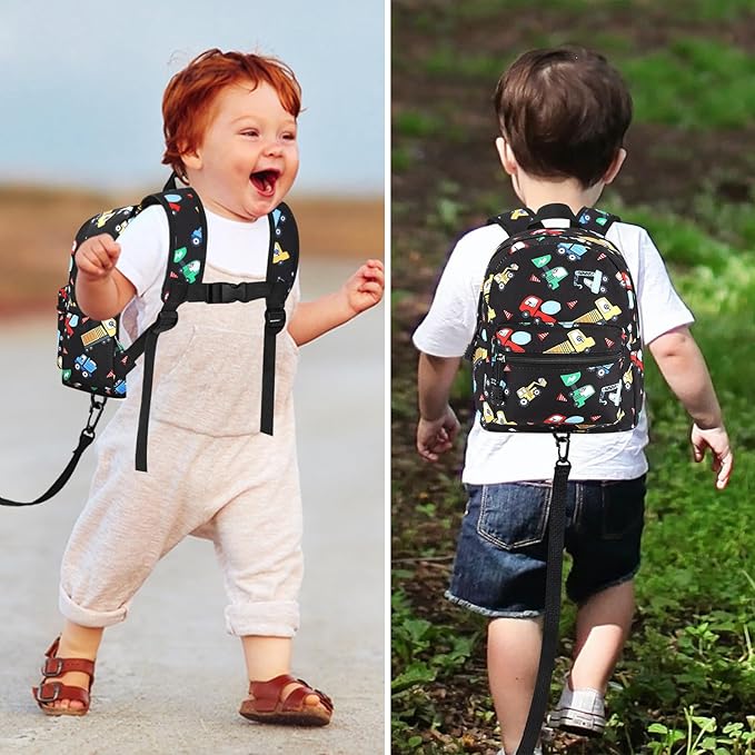 Accmor Toddler Harness Backpack Leash, Cute Excavator Kids Backpack with Anti Lost Wrist Link, Mini Child Backpack Wristband Tether Strap and Protection Leashes for Boys Aged 1-3 Years-CubbioJoy