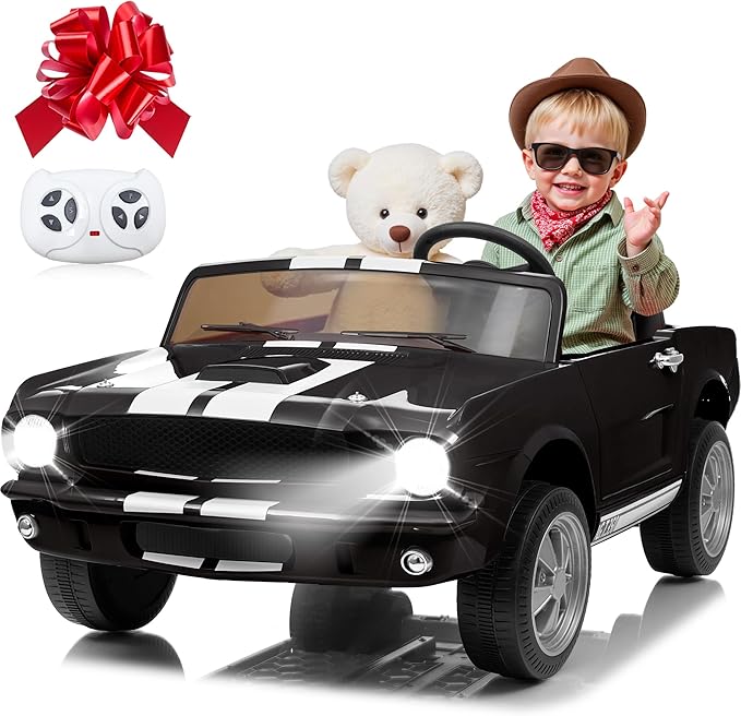 24V 2 Seater Ride on Toys, Licensed Shelby Cobra Kids Power Car Wheeler Ride On Toy w/ 2WD/4WD Switchable, Remote Control, 19" Spacious Seat, 4 Spring Suspension, Music, Bluetooth-CubbioJoy