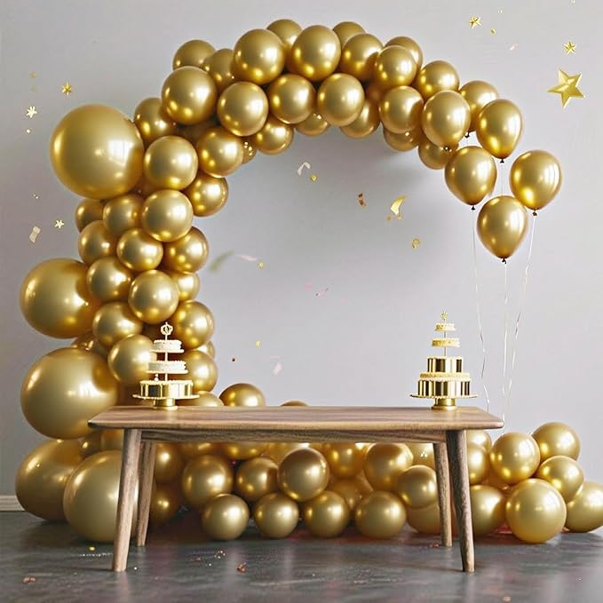 140pcs Metallic Gold Round Balloons Different Sizes 18 12 10 5 Inch Latex Balloons for Arch Decoration Party Balloon Kit for Graduation Birthday Party Wedding Balloon Baby Shower Decoration-CubbioJoy