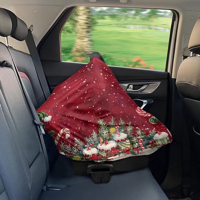Binienty Snowman Car Seat Covers for Baby Boys Girls Infants,Christmas Snowman Carseat Canopy Cover Stretchy Breathable Babies Stroller Cover Canopies,Baby Shower Gifts-CubbioJoy