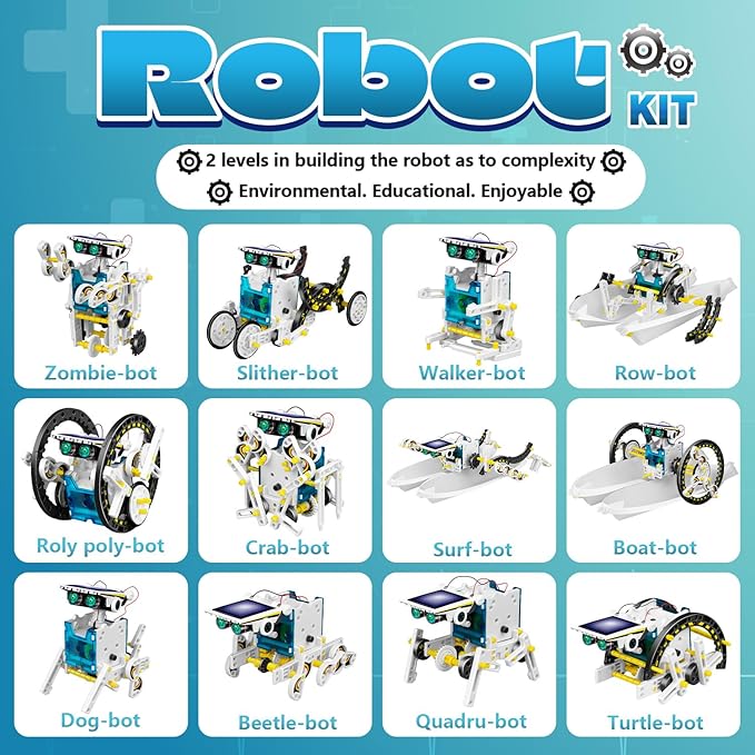 13-in-1 Solar Robot Toys for Ages 8 9 10 11 12 Year Old Boys Girls, STEM Science Kits for Kids Age 8-12, Building Experiments Robotics Kit STEM Projects for Kid Christmas Birthday Gifts (White)-CubbioJoy