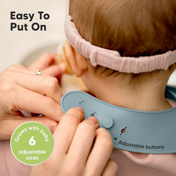 KeaBabies 2-Pack Silicone Baby Bibs for Eating - Sturdy Food-Grade Silicone Bibs for Babies Girl, Boy, Large Food Catcher, Clean & Put On Easily, Waterproof Toddler Feeding Essentials (Alps)-CubbioJoy