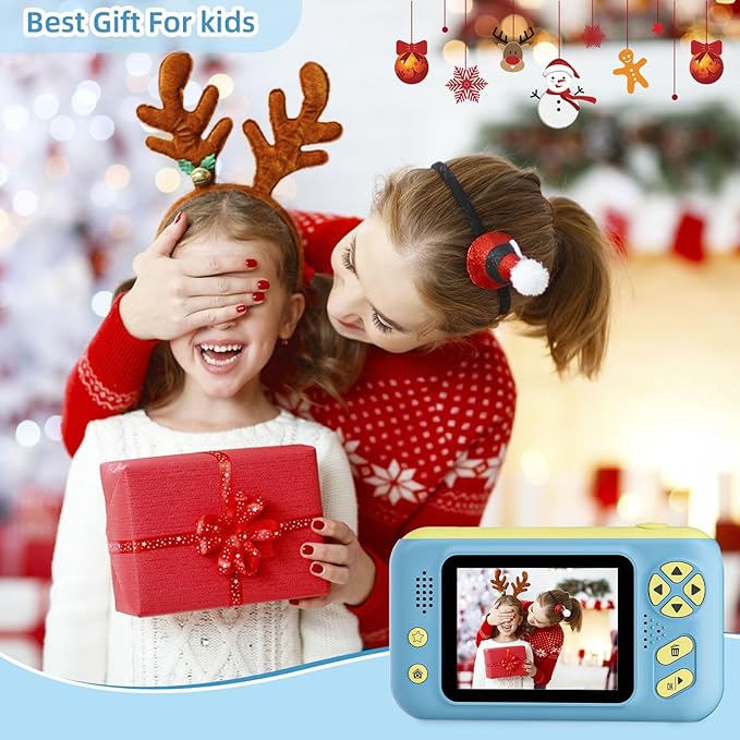 Camera for Kids, Toddler Volging Cameras Age 3-8 Christmas Birthday Gifts for Boys and Girls 3-12 Year Old Boys Digital Camcorder for Video Portable Kids Selfie Camera with 32GB SD Card Blue-CubbioJoy