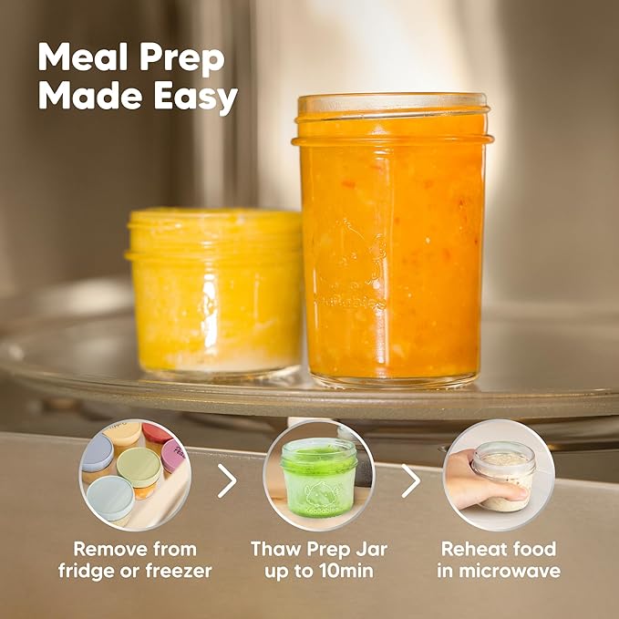 KeaBabies 4pk 8oz Glass Baby Food Containers with Lids - Leak-Proof, Microwavable Small Glass Jars, Baby Purees & Toddler Snack Storage Containers, BPA-Free, Dishwasher & Freezer Safe (Sage)-CubbioJoy