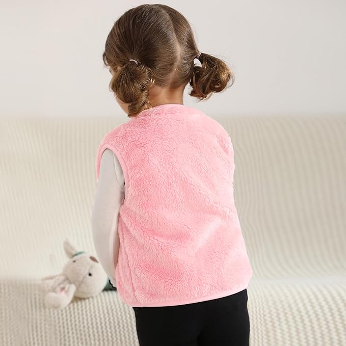 Baby Boys Girls Fleece Vest Zip Up Cute Bear Jackets Fuzzy Fall Winter Warm Clothes Newborn Outwear for Toddler Infant-CubbioJoy