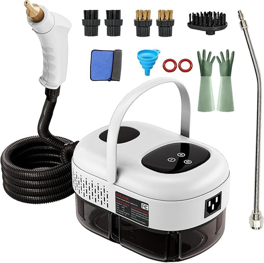 2500W Handheld Steam Cleaner,Portable Car Steamer For Auto Detailing,High-Temperature and Pressure Steam Cleaner For Home, Steam Cleaning Machine for Furniture,Kitchen,Grout,Floor,Tile (6-White)-CubbioJoy