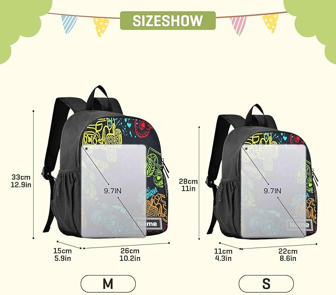 Colorful Monster Truck Toddler Backpack Waterproof Mini Backpack with Name/Text Preschool Backpack Cute Small Backpack Kindergarten Pre School Bags 13 Inch, Medium, Pattern 2-CubbioJoy