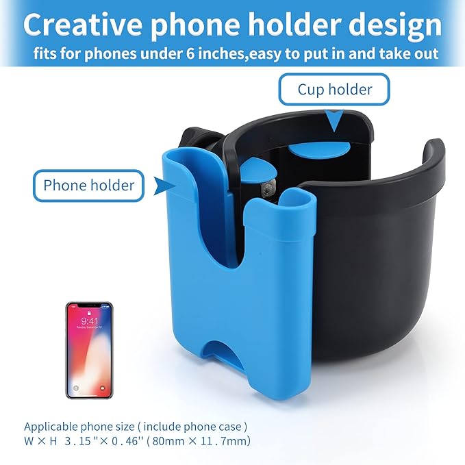 Accmor Stroller Cup Holder with Phone Holder, Bike Cup Holder, Universal Cup Holder for Uppababy Nuna Doona Strollers, 2-in-1 Cup Phone Holder for Stroller, Bike, Wheelchair, Walker, Scooter-CubbioJoy