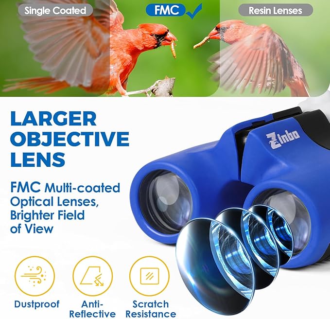 Binoculars for Kids, Toys for 3-12 Year Old Girls and Boys, Bird Watching Hiking 4 5 6 7 8 9 Year Old Girl Boy Christmas Birthday Gifts, Outdoor Toys for Kid Set with Magnifying Glass & Compass-CubbioJoy