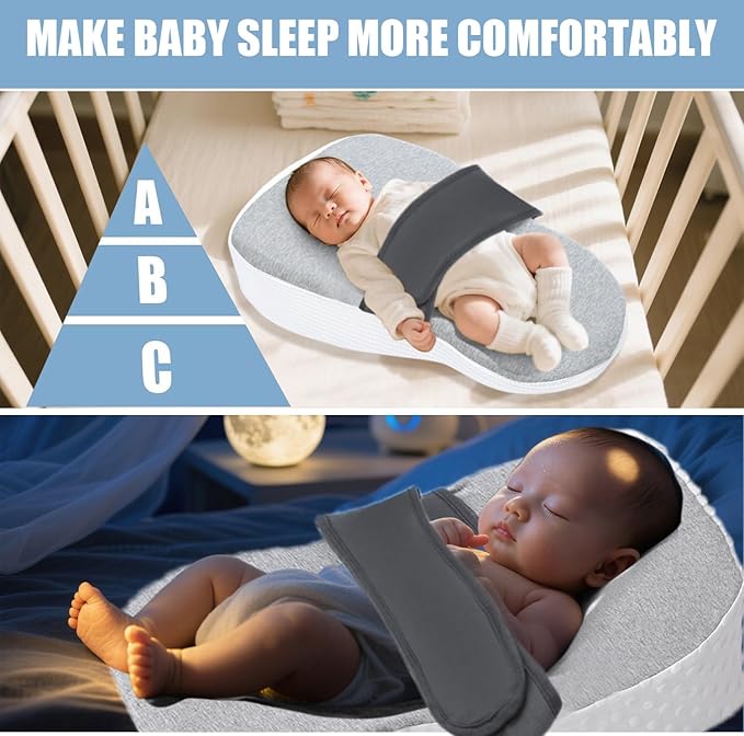 Baby Reflux Pillow for Infant Support Cushion,Pillow for Sleeping/Feeding, Soft Cotton Cover, Bedroom, Stroller, Detachable-CubbioJoy