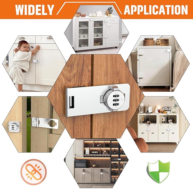 Keyless Cabinet Lock with Combination, Locker Code Lock with 3-Digit Combination, Security Door Lock for Drawers, Lockers, Bifold Doors, Small Doors, Closets, Refrigerators (Silver-1pc)-CubbioJoy